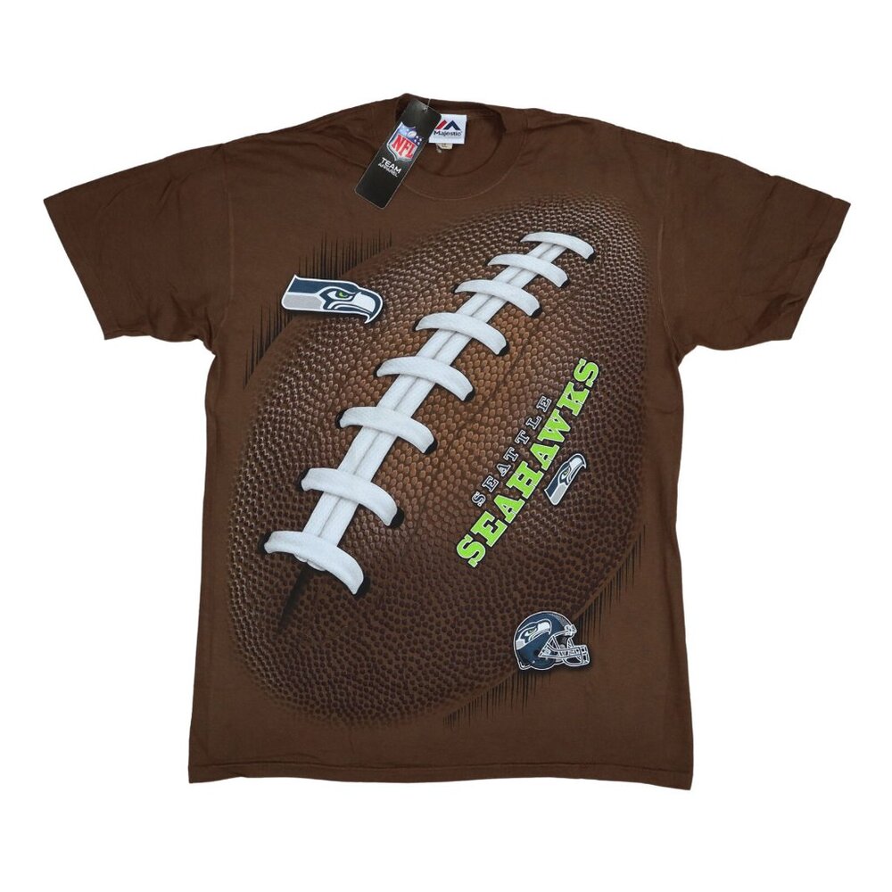 Seattle Seahawks NFL Football Liquid Blue Touchdown Crew Neck Men's T-Shirt NWT